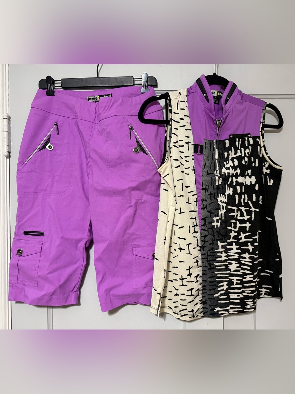 jamie sadock Purple Capris with Coordinating Patterned Top